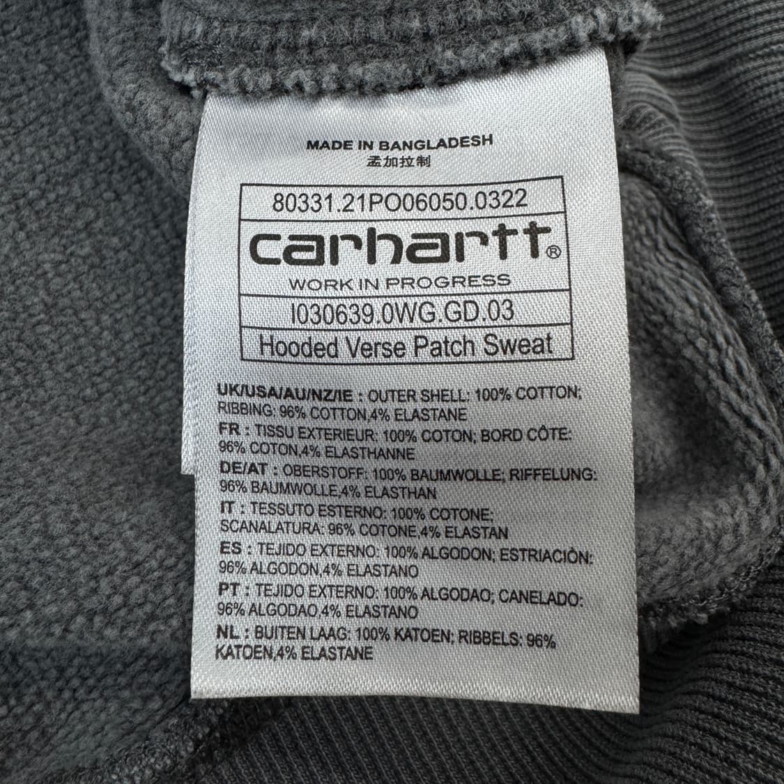 칼하트 WIP 스톤워싱 가먼트다잉 에스닉 후드티 상품이미지7