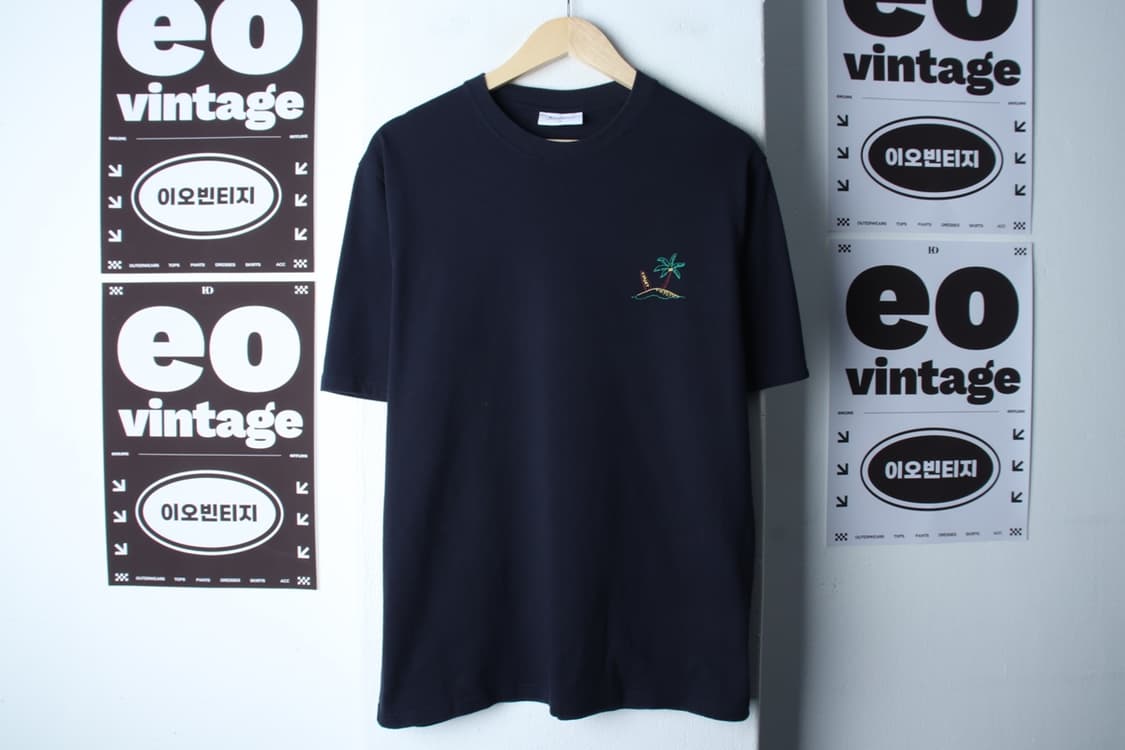 (L-XL) 커버낫 반팔 티셔츠 야자수 서핑 네이비 올드스쿨-H32965 상품이미지2