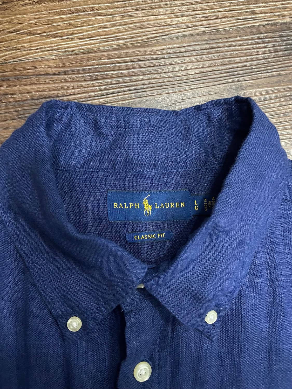 폴로 클래식핏 린넨 솔리드 셔츠 네이비 상품이미지6