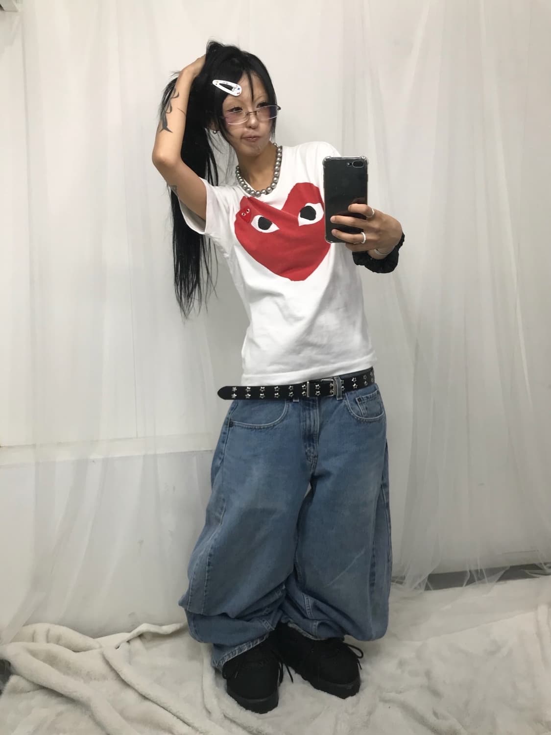 Comme Des Garcons Double Heart ! T-shirt 상품이미지3