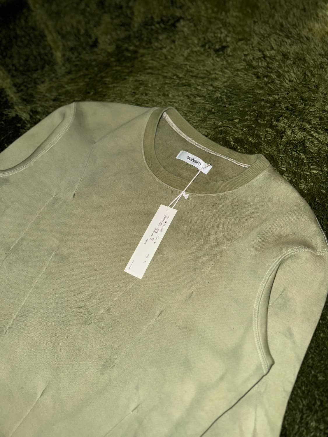 [M] SULVAM 설밤 핸드 다잉 다트 디테일 스웻셔츠 올리브 상품이미지2