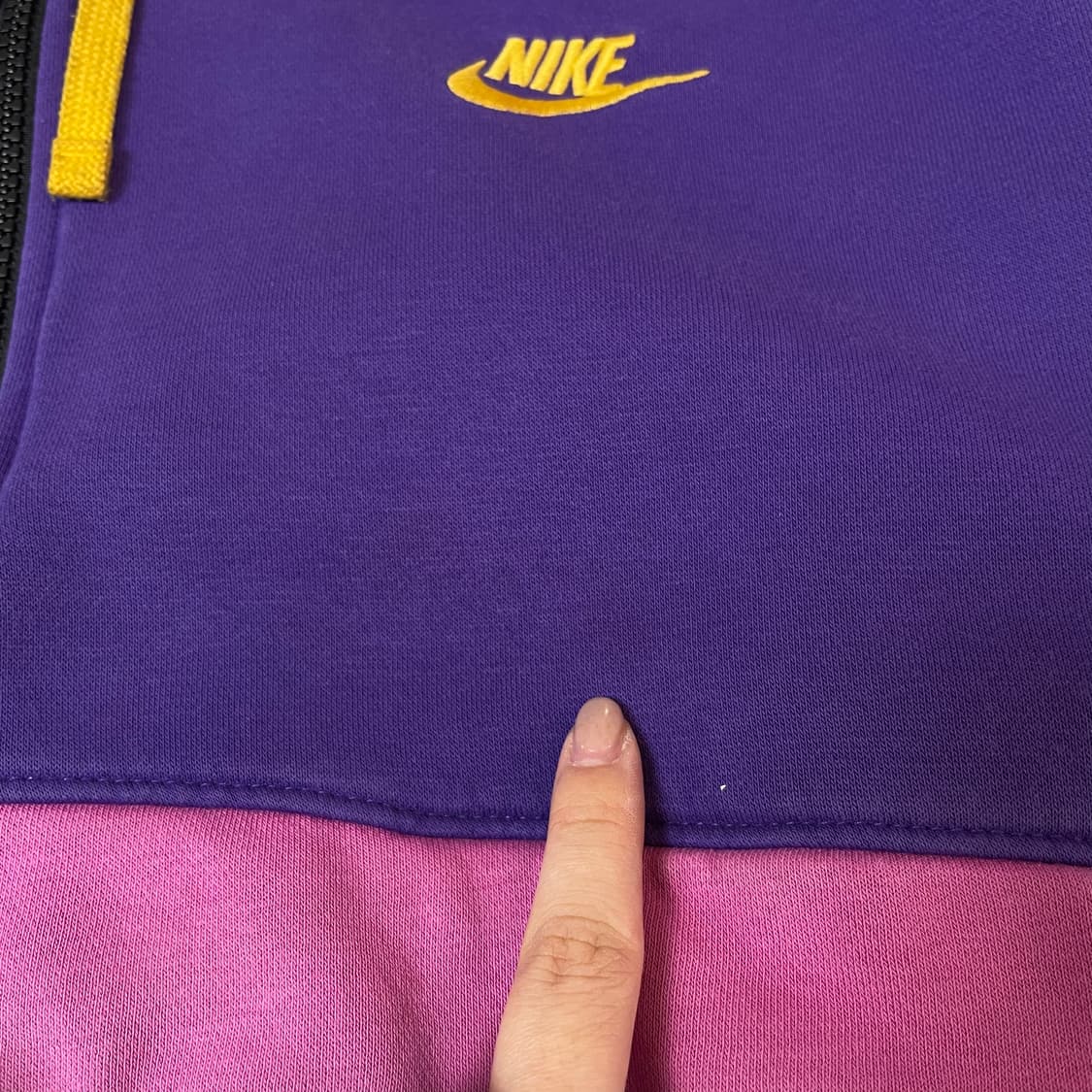 나이키 퍼플 핑크 옐로우 멀티배색 후드 반집업 2XL 상품이미지6
