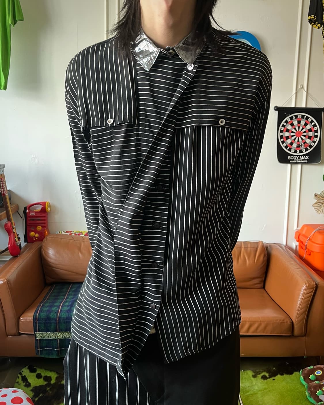 Japanese Vintage Gothic Stripe Shirt 상품이미지2