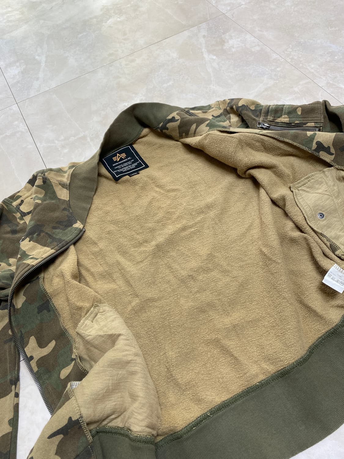 알파인더스트리 카모 코튼 스웻 MA-1 자켓 L 상품이미지4