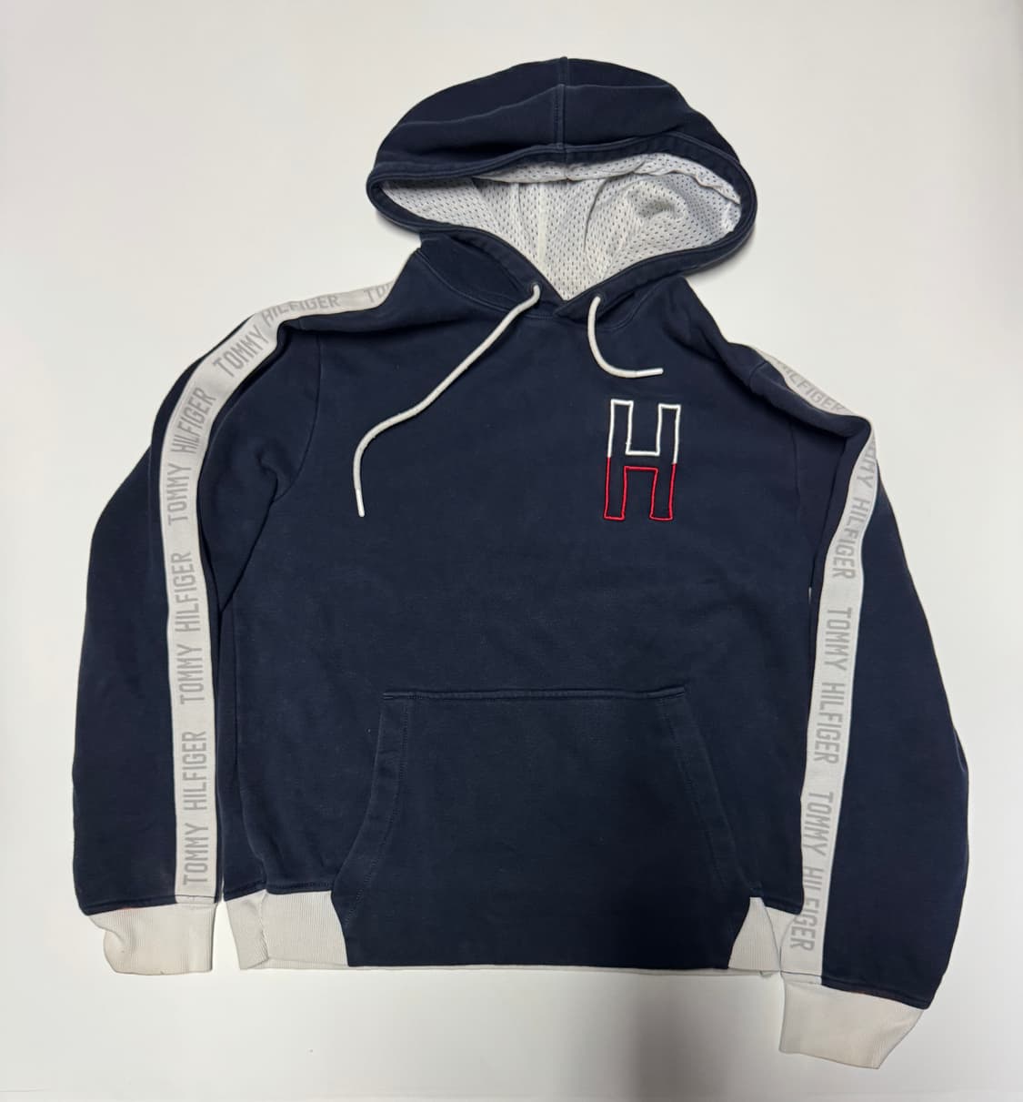 여성 타미힐피거 트랙 H 로고 오버핏 기모 후드티 M 네이비 상품이미지1
