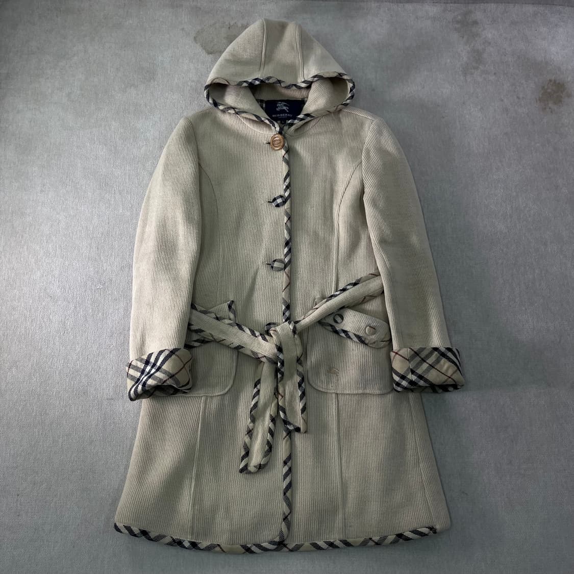 W 95 버버리 90s 니트 후드 코트 상품이미지1