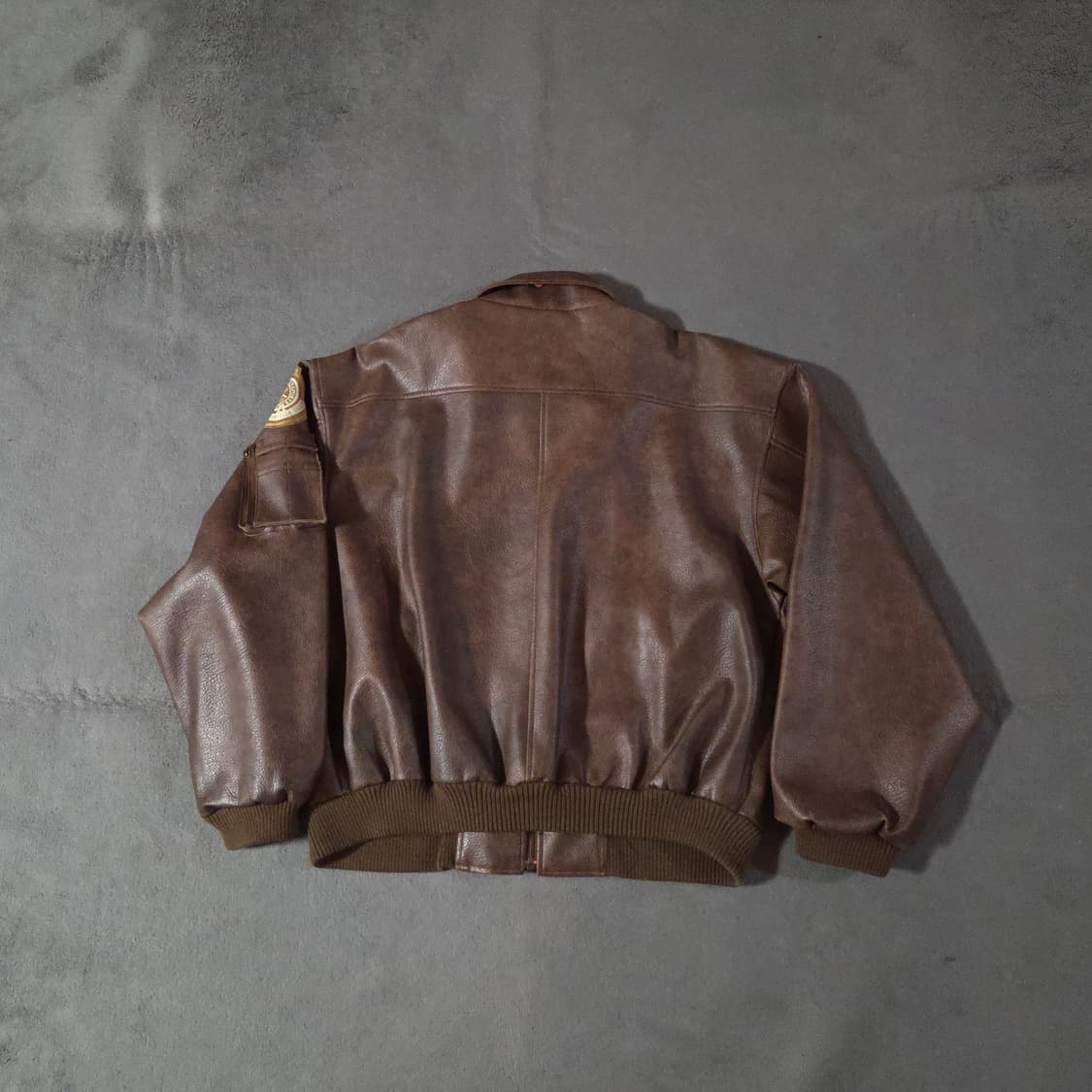 90s NewsPaper A-2 레더 자켓 XXL 상품이미지2