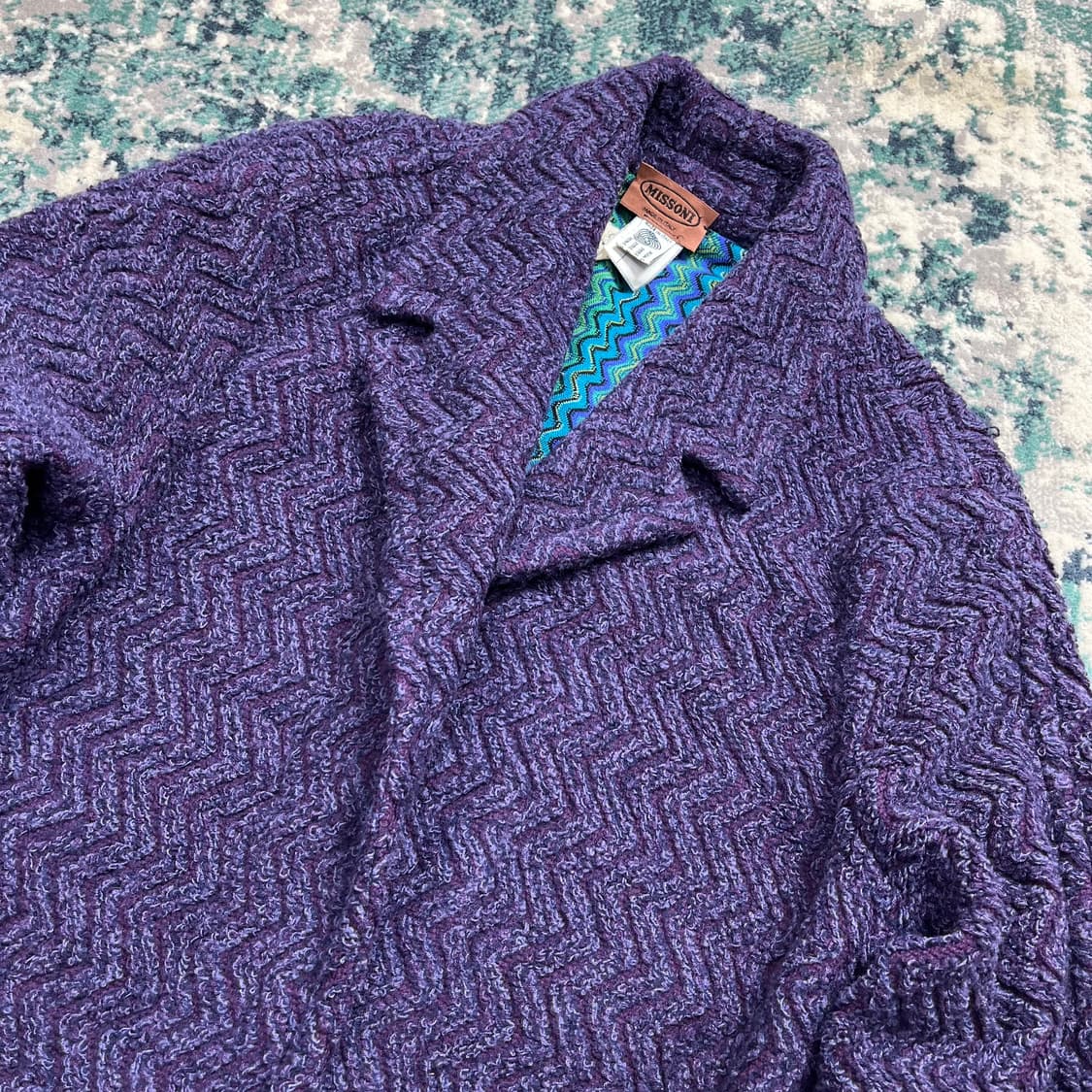 Missoni italy 미쏘니 퍼플 헤링본 롱 코트 (M) 상품이미지2