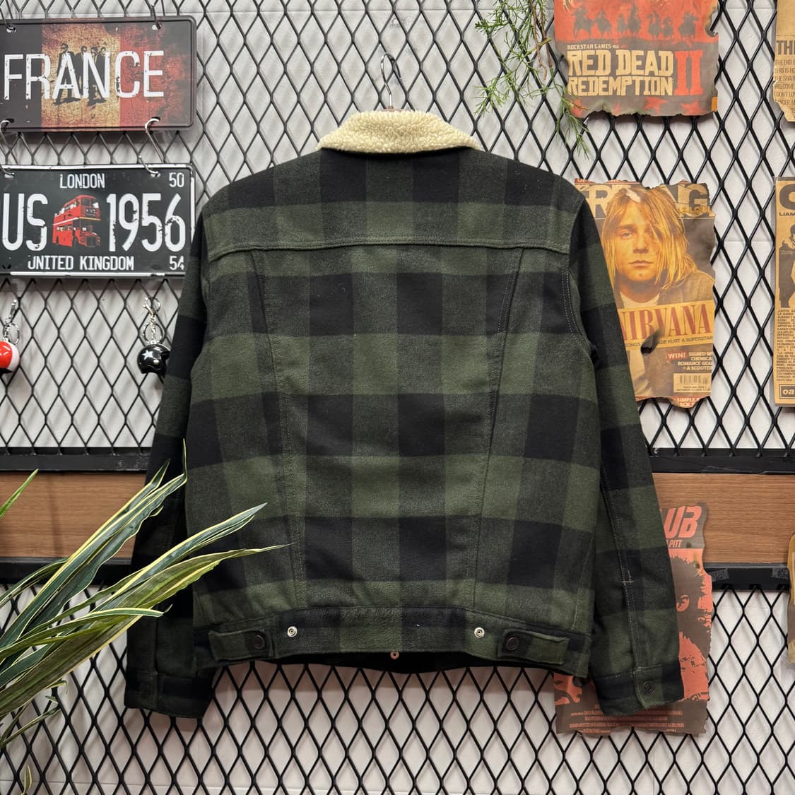 리바이스 타입 3 프리미엄 체크 쉐르파 트러커 자켓 그린 상품이미지2