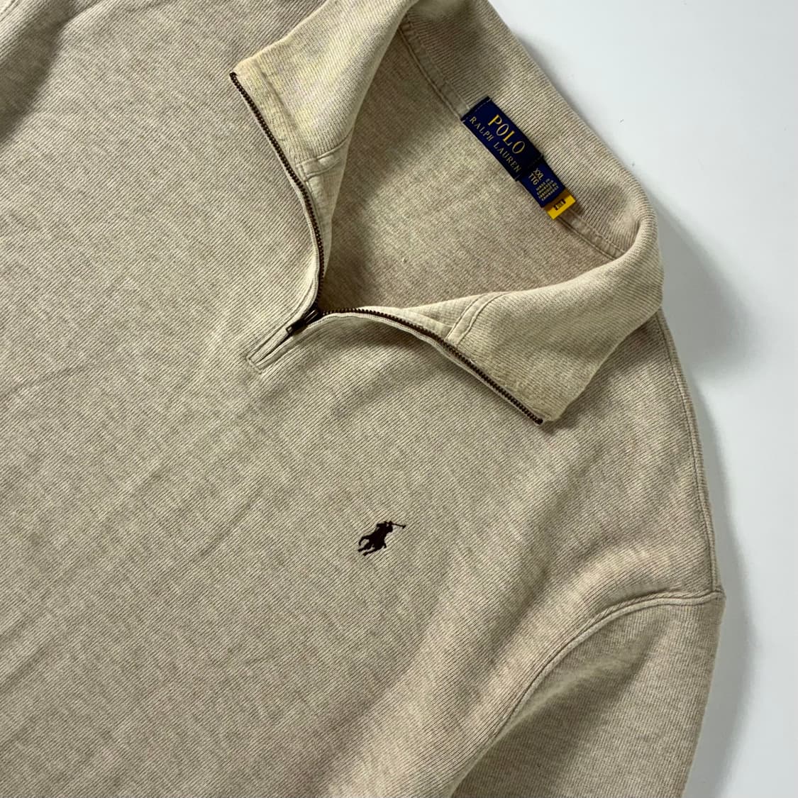 Polo  폴로 랄프로렌 신형 자수 코튼 아이보리 반집업 니트 상품이미지3