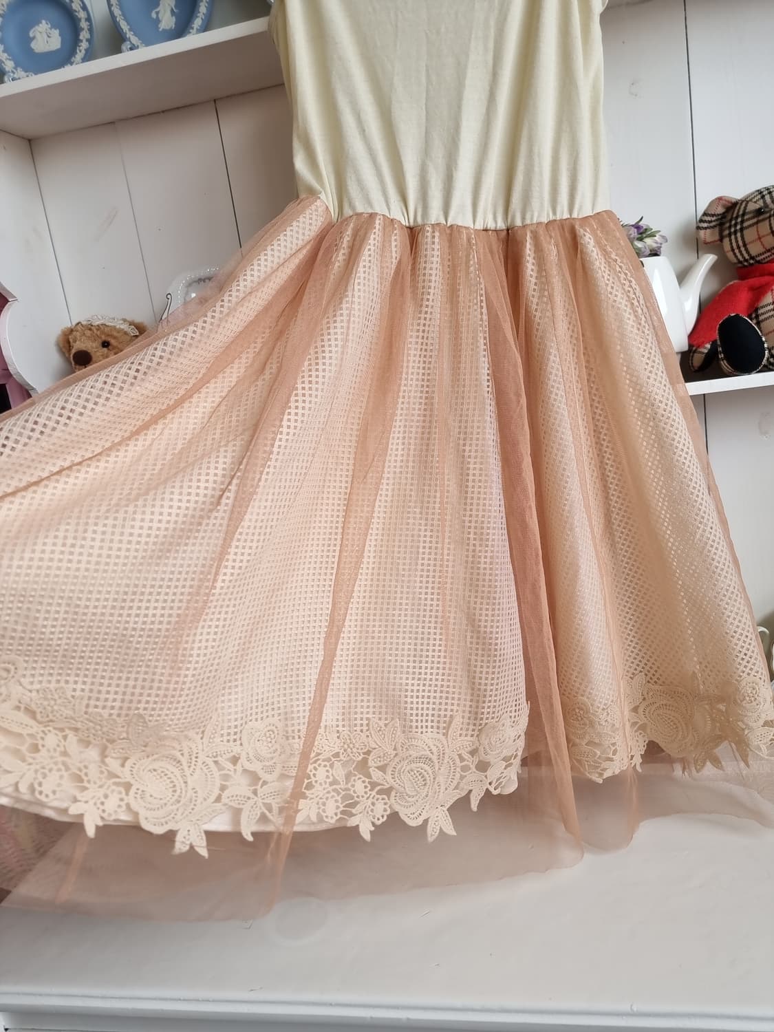 axes femme(악세스팜므) 샤베트 피치 튤 레이스 원피스 상품이미지2