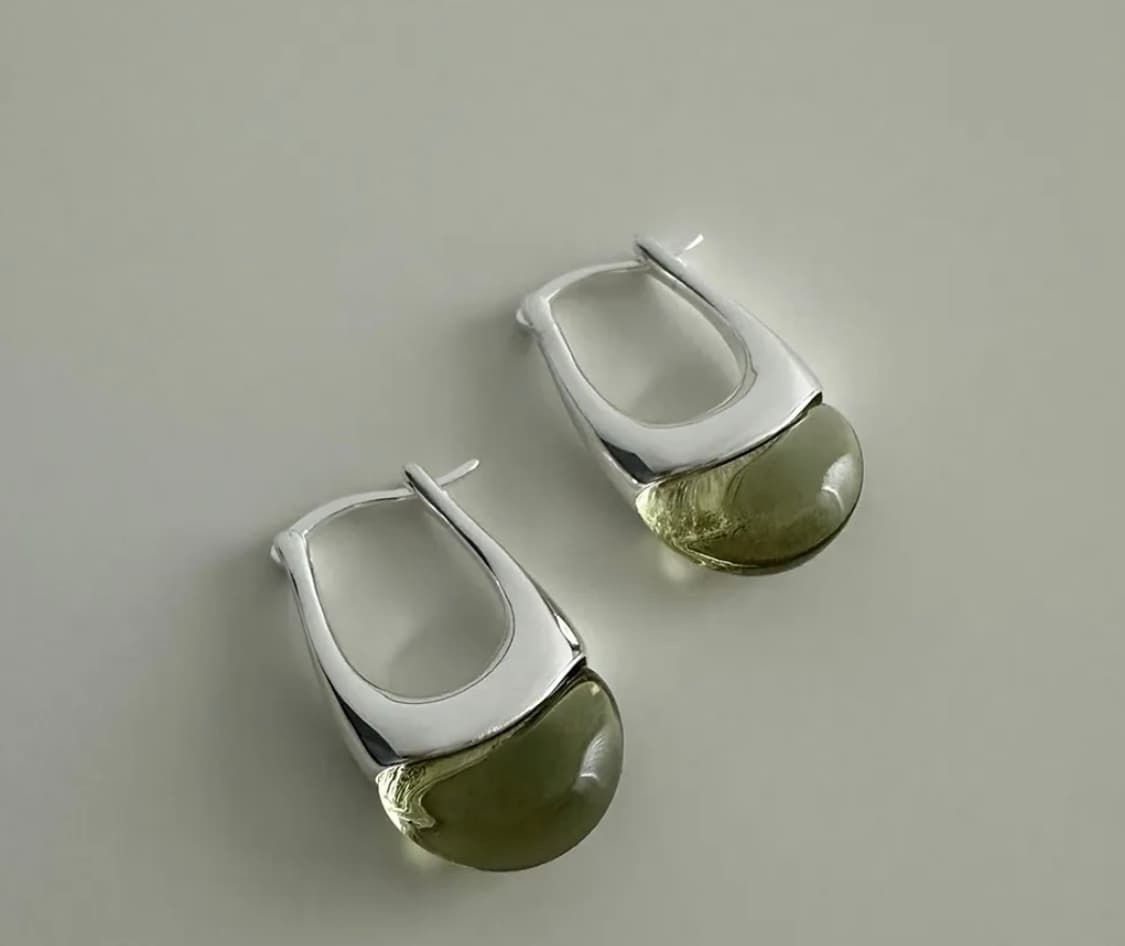 (sliver925) 아쿠아마린 원터치 이어링 새상품 상품이미지3