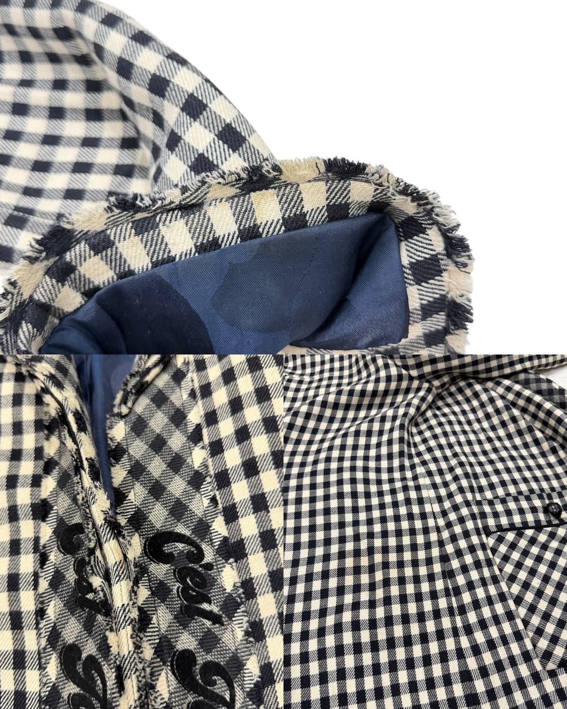 럭키슈에뜨 세일러 체크 하프 코트 36 상품이미지5