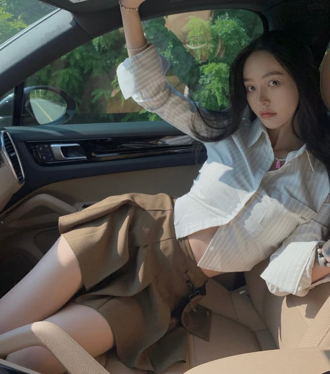 [새상품/M]페일제이드 포켓 스커트 브라운 플리츠 스커트 치마 상품이미지1