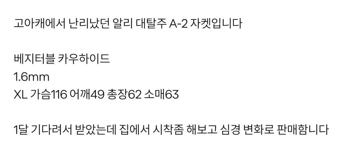 알리 대탈주 A-2 자켓 상품이미지6