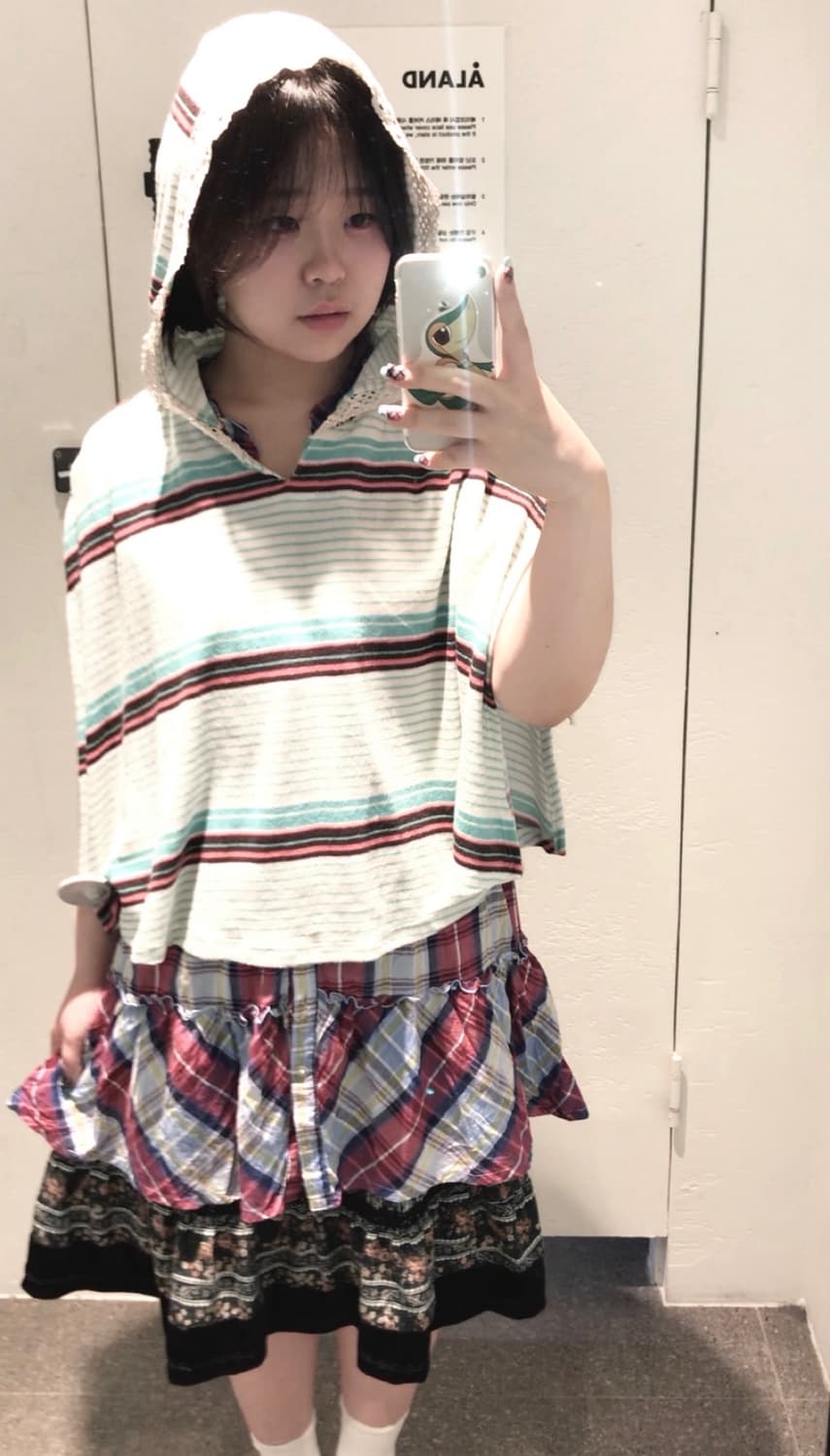 빈티지 민트소녀케이프히피모리 세트 그런지 너드 상품이미지2