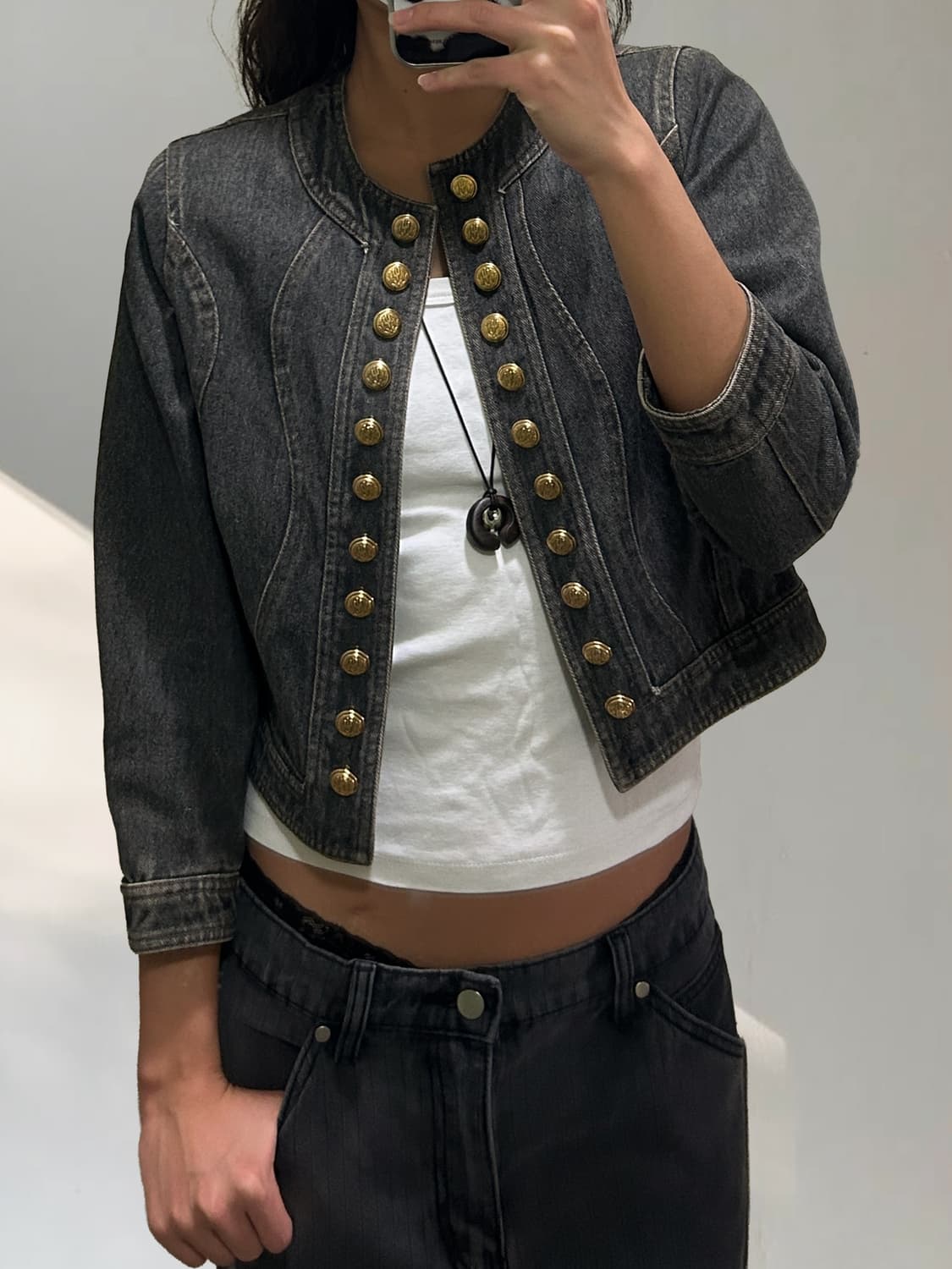 빈티지 데님 나폴레옹 자켓  상품이미지7
