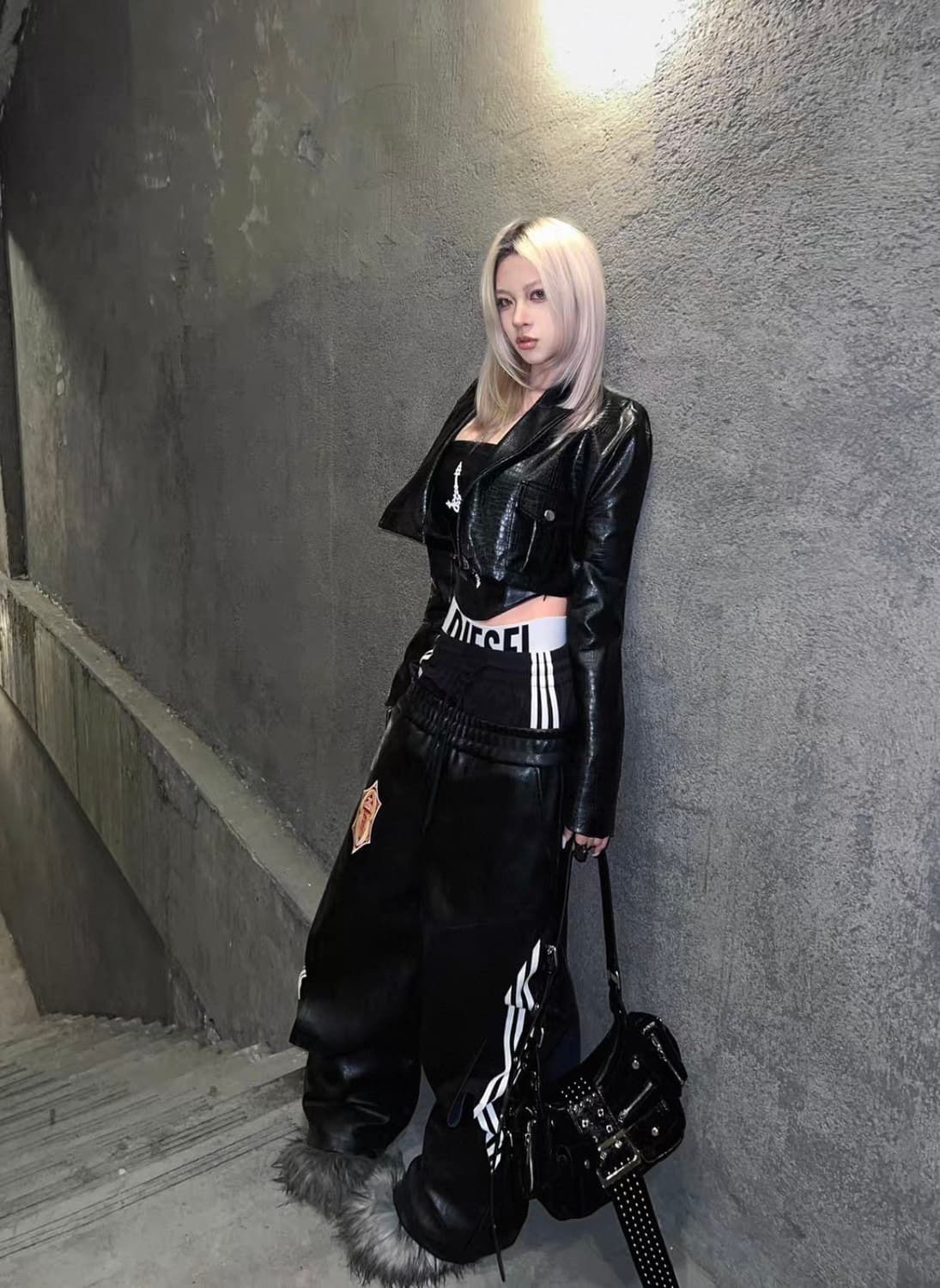 Double Waist Wide Leg Leather Pants 상품이미지2