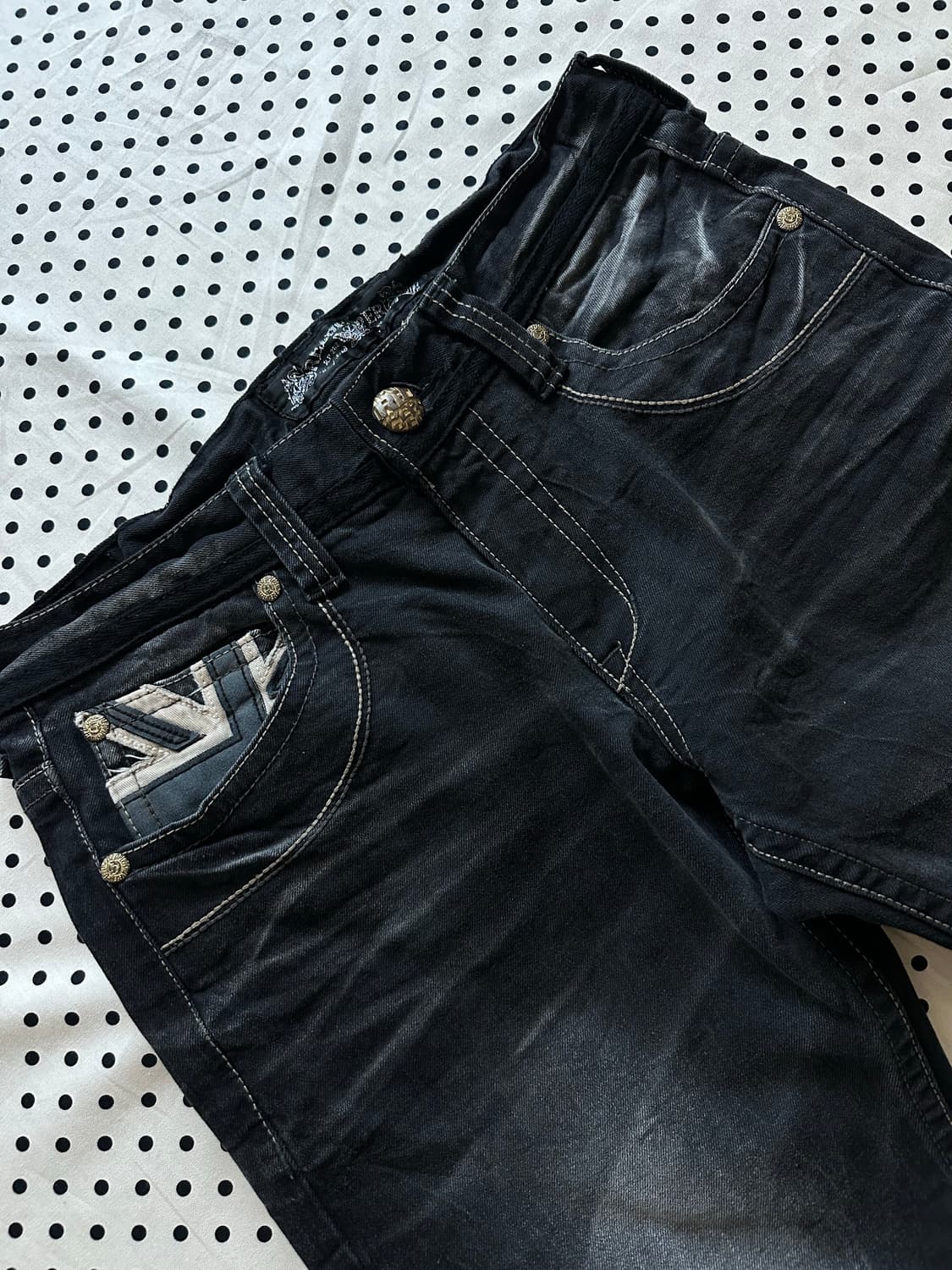 레드페퍼 흑청 백패치 워싱 데님팬츠 y2k 갸루 펑크 상품이미지3