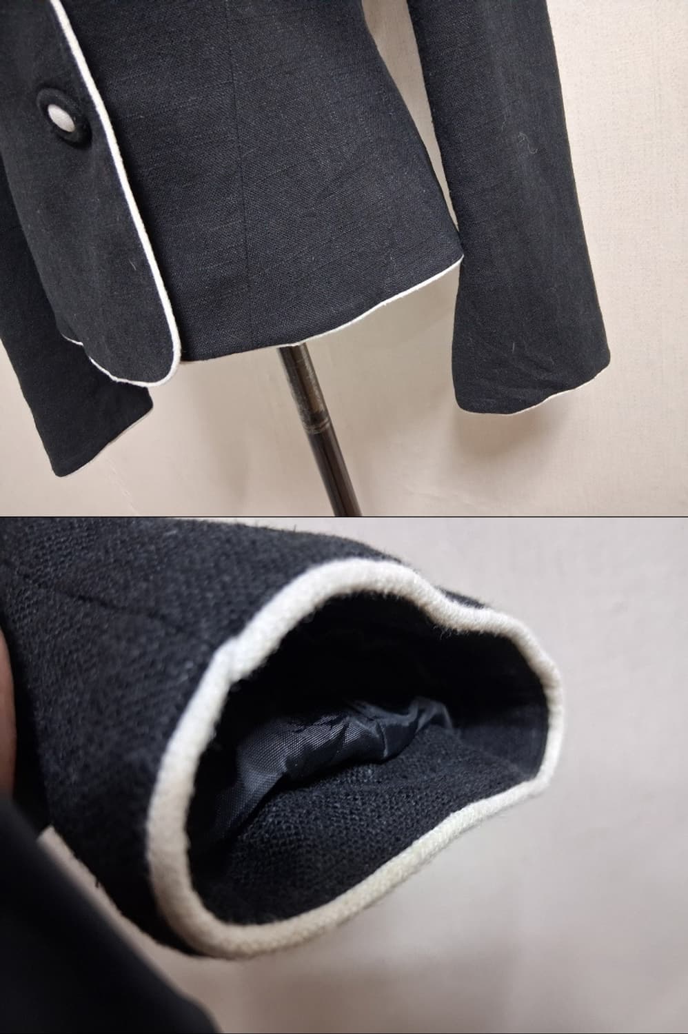 로라 애슐리 여성 춘추 린넨쟈켓 흰선라인배색 블랙숏쟈켓 4455 상품이미지6