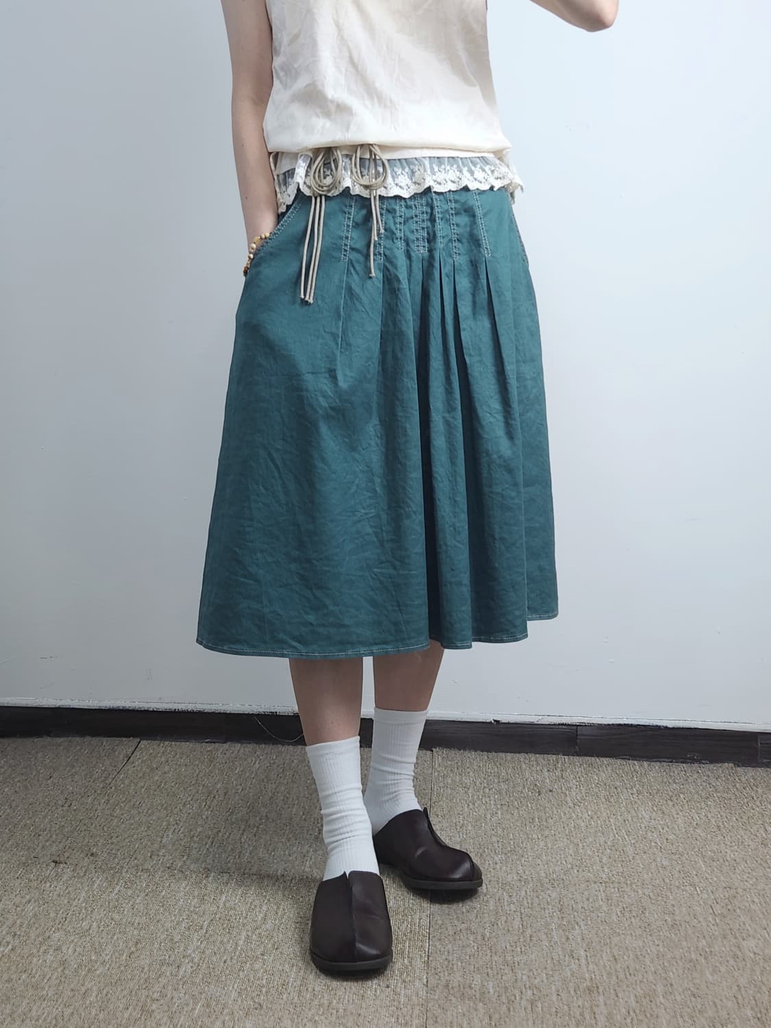스티치 플리츠 스커트 상품이미지2