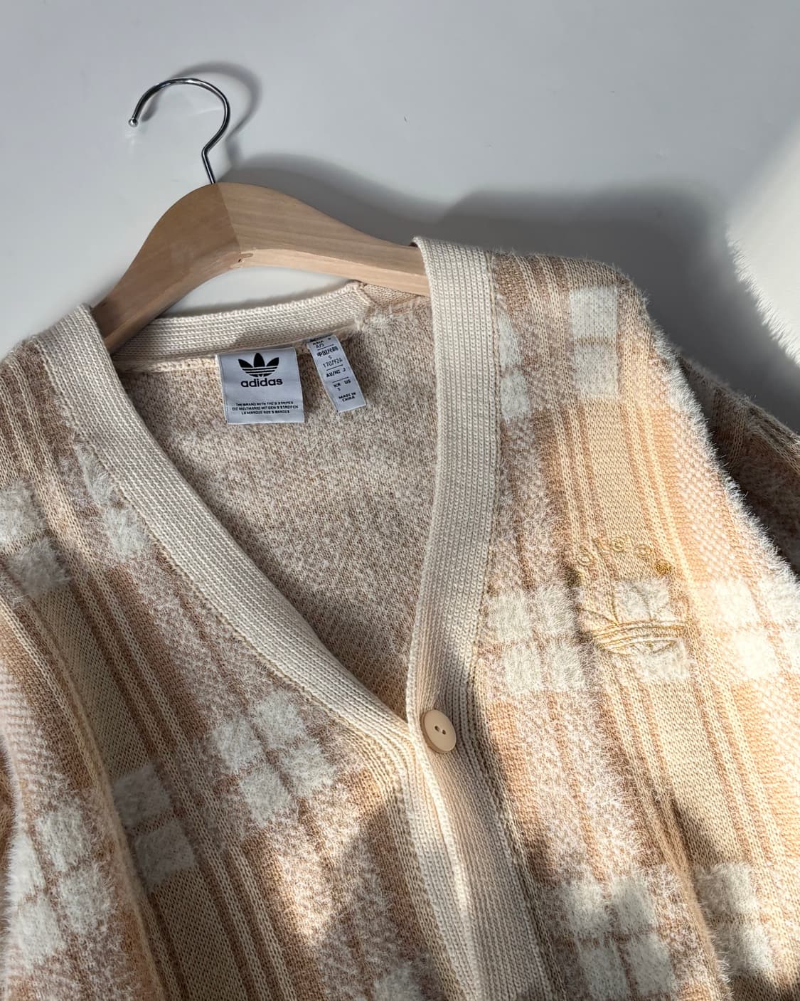 Adidas 아디다스 베이지 체크 브이넥 가디건 상품이미지4