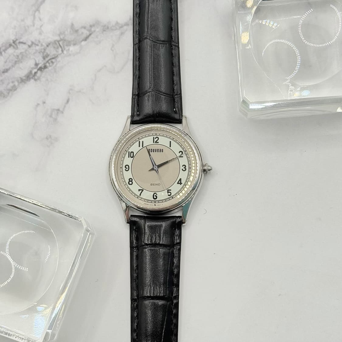 80s90s 빈티지 세이코 누보 아트 실버 라운드 워치 상품이미지3