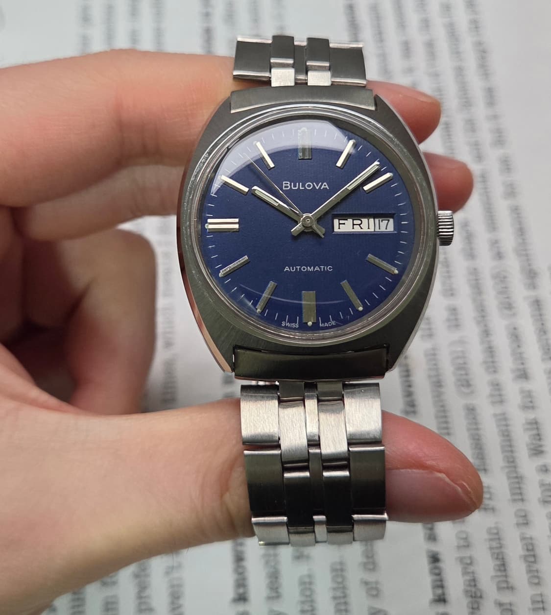 빈티지 부로바 N3 터틀 데이데이트 블루 바둑이 브레이슬릿 ver. 상품이미지3