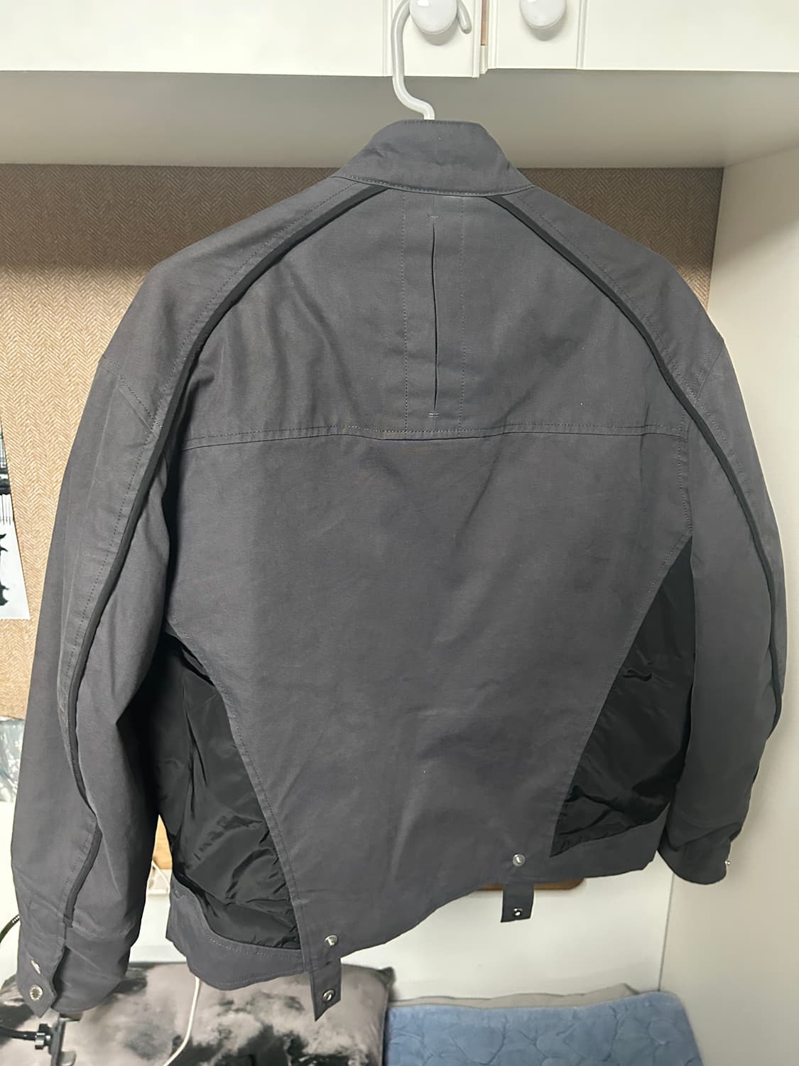 애드오프 파이핑 패딩 바이커 자켓 상품이미지4