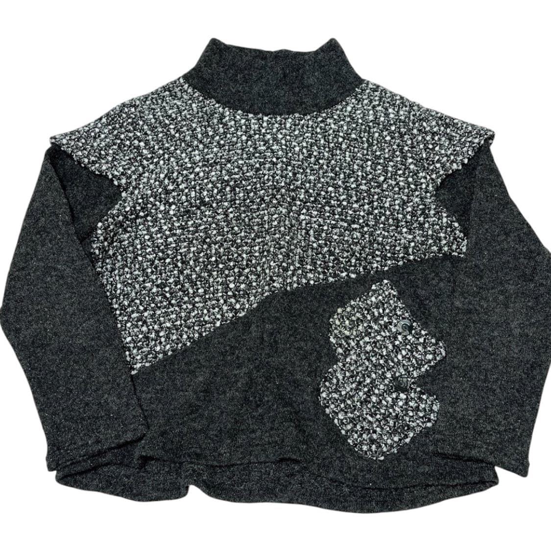 빈티지 패치워크 포켓 버튼 디테일 레이어드 니트 상품이미지1