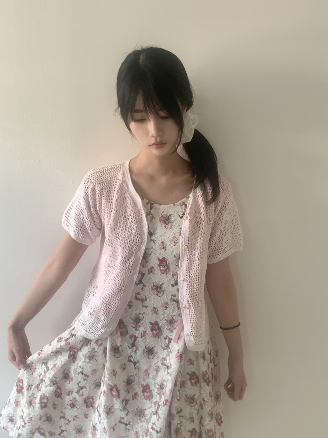 Punching button knit cardigan(pink) 상품이미지1