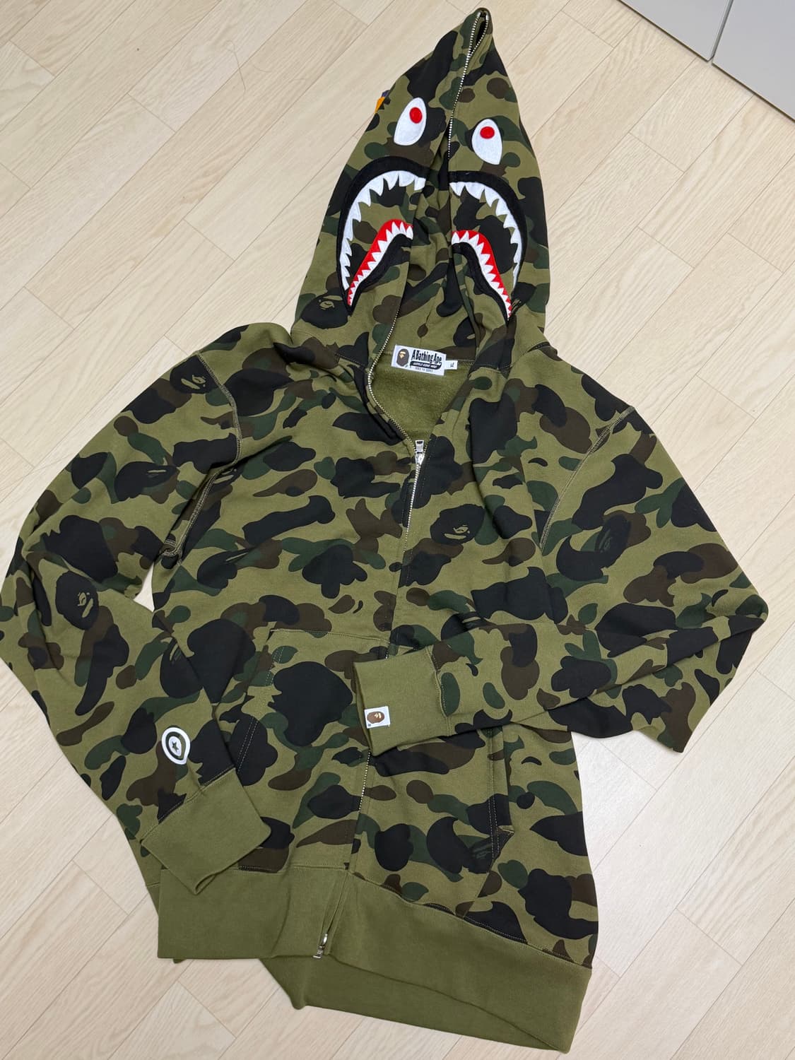 베이프 샤크 후드집업 녹계 XL 상품이미지1