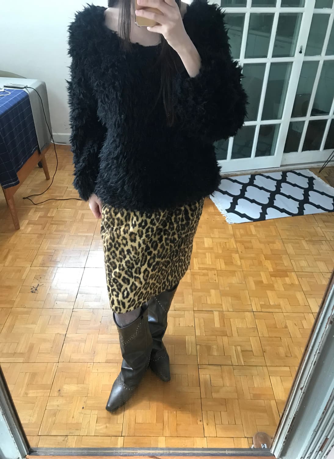 vintage black fur top 상품이미지3