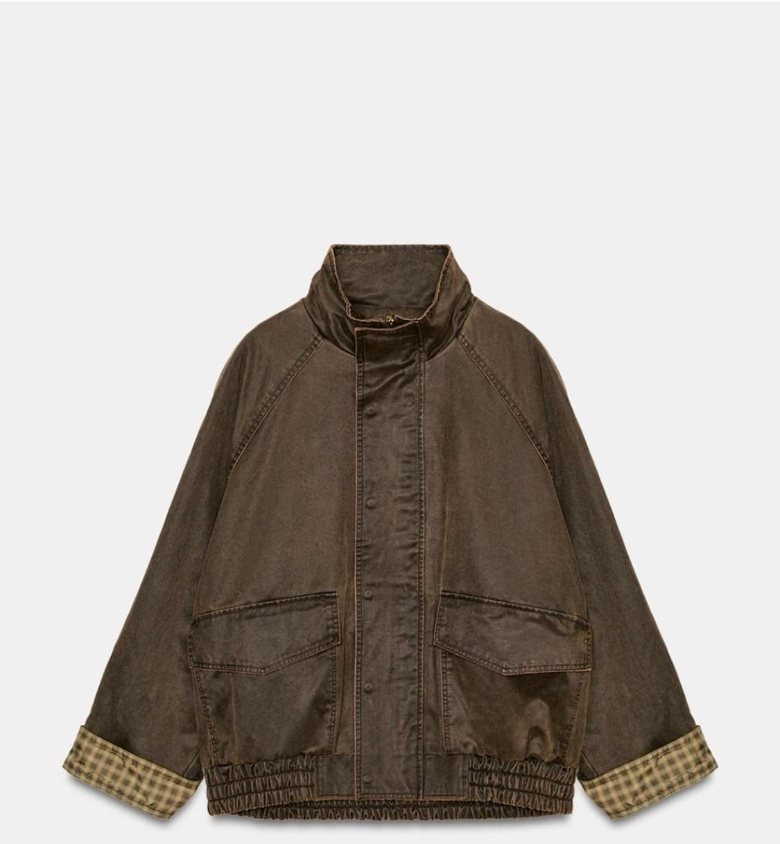 자라 페이크 워싱 체크 왁스 자켓 상품이미지1