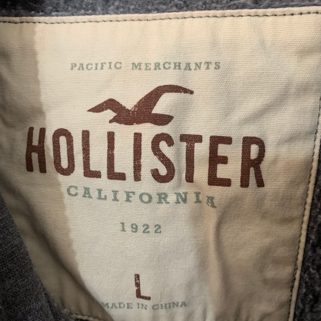 L 홀리스터 슬림핏 차콜 기모 후드집업 상품이미지4