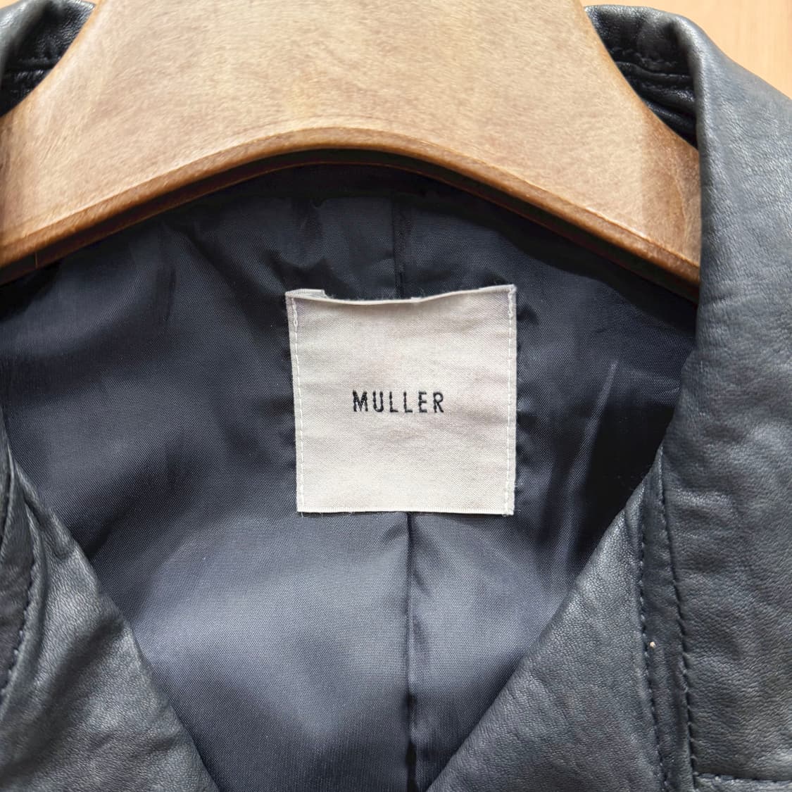 빈티지 긴팔 싱글 라이더 레더 자켓 사선 지퍼 벨트 고리 디테일 블랙 상품이미지6