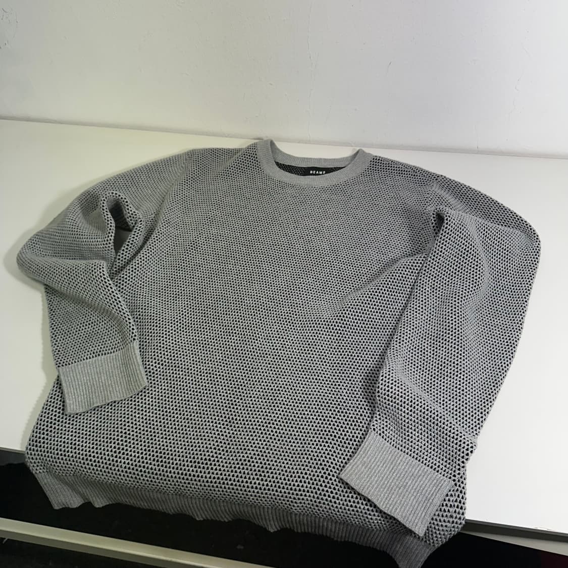 M 빔즈 BEAMS 그레이 도트 면 니트 상품이미지3
