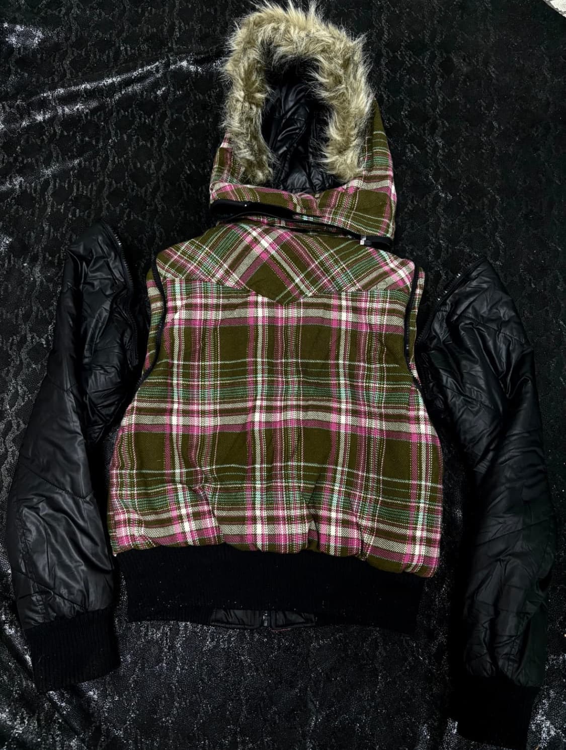 "Vintage" 와투케 키치 무드 분리가능 퍼 패딩 상품이미지7