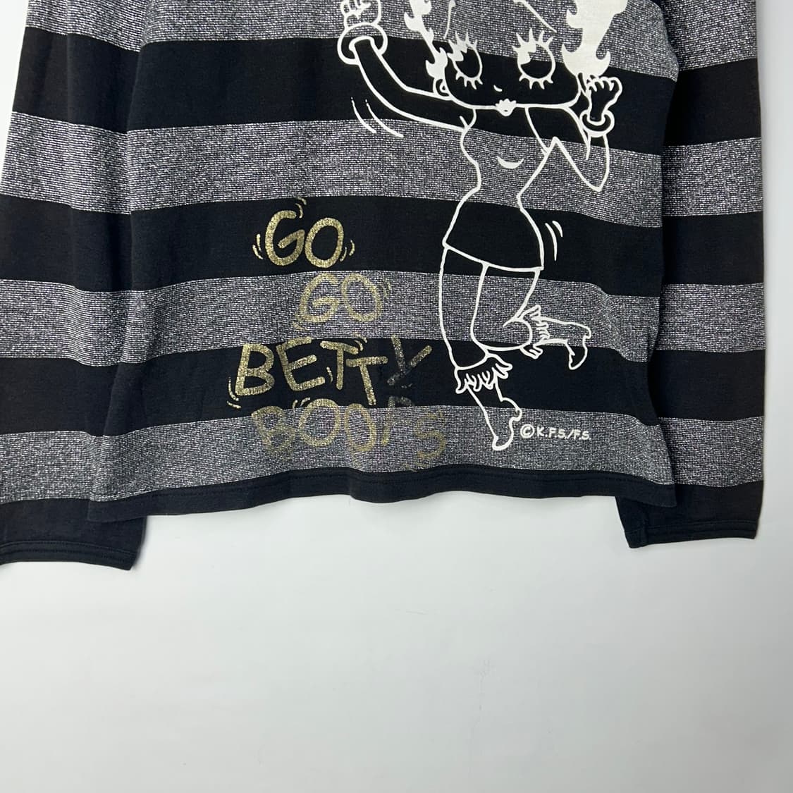 [JPN] 빈티지 키치 베티붑 프린팅 스트라이프 V넥 롱슬리브 상품이미지4