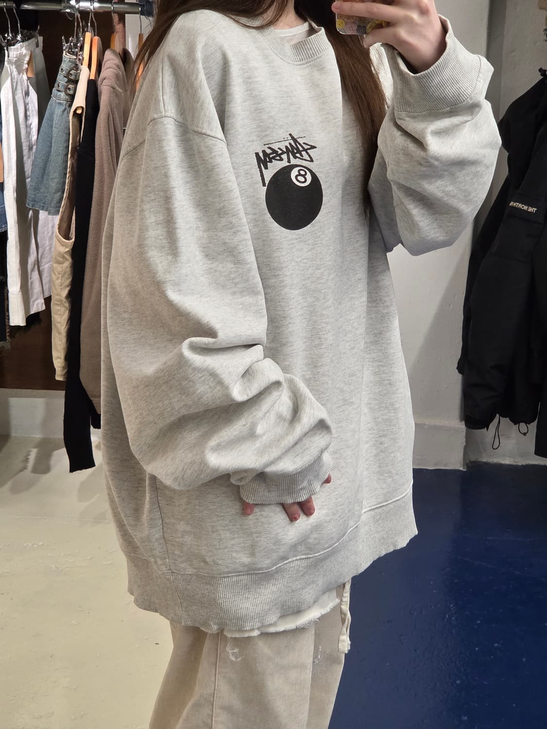 Stussy 스투시 에잇볼 멜란지 그레이 맨투맨 상품이미지3