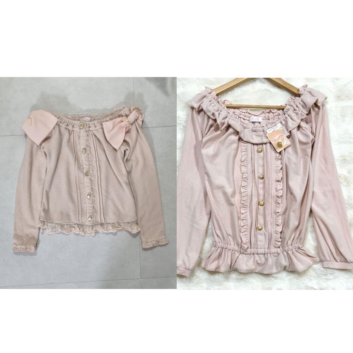 세트) lizlisa 리즈리사 핑크 오프숄더 블라우스 상품이미지1