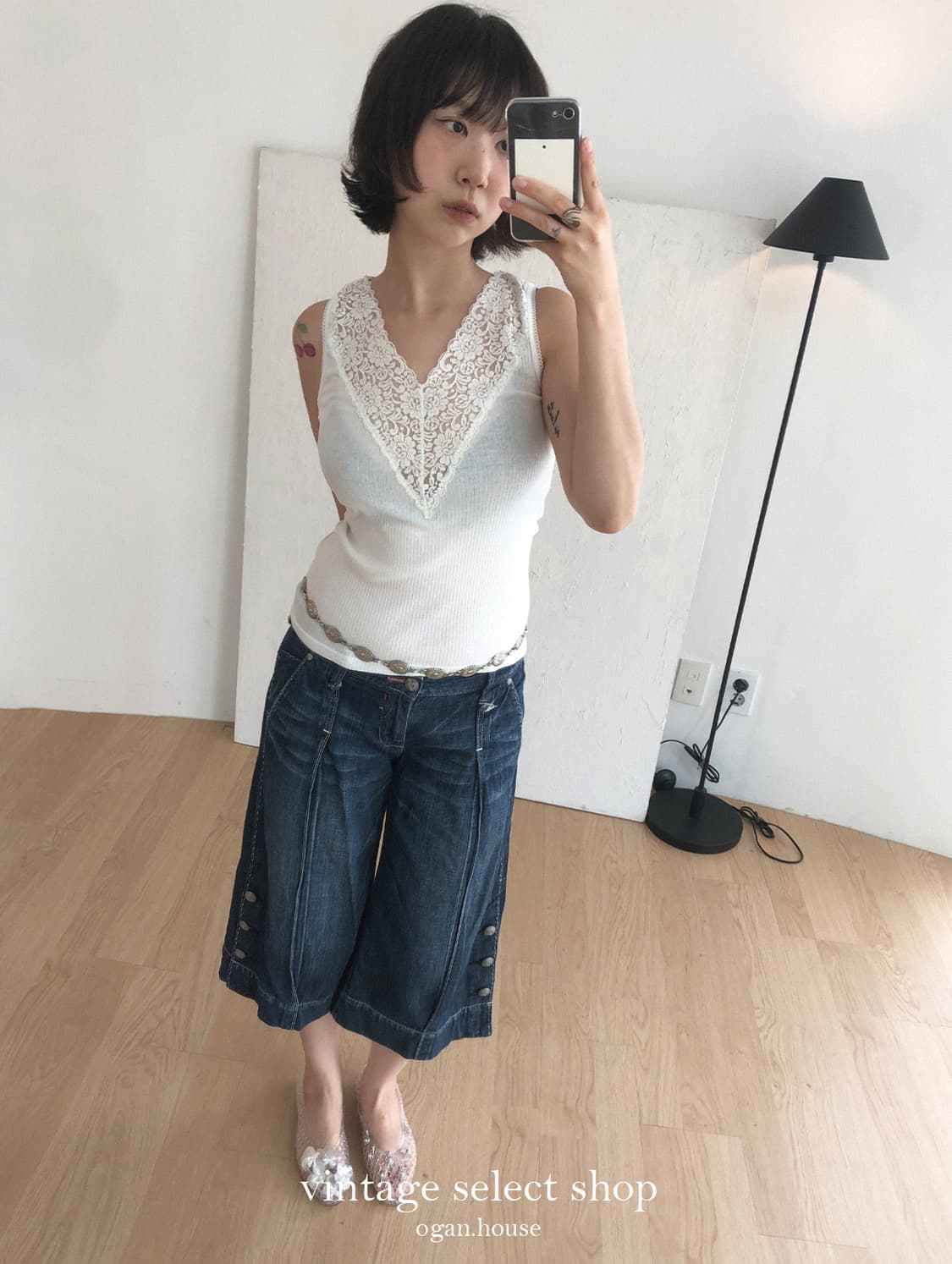 vintage button denim culotte pants 상품이미지6