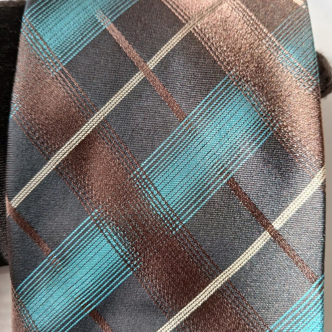 TIME 타임 실크 브라운 체크 넥타이 9.7cm A+등급 A19867
 상품이미지8