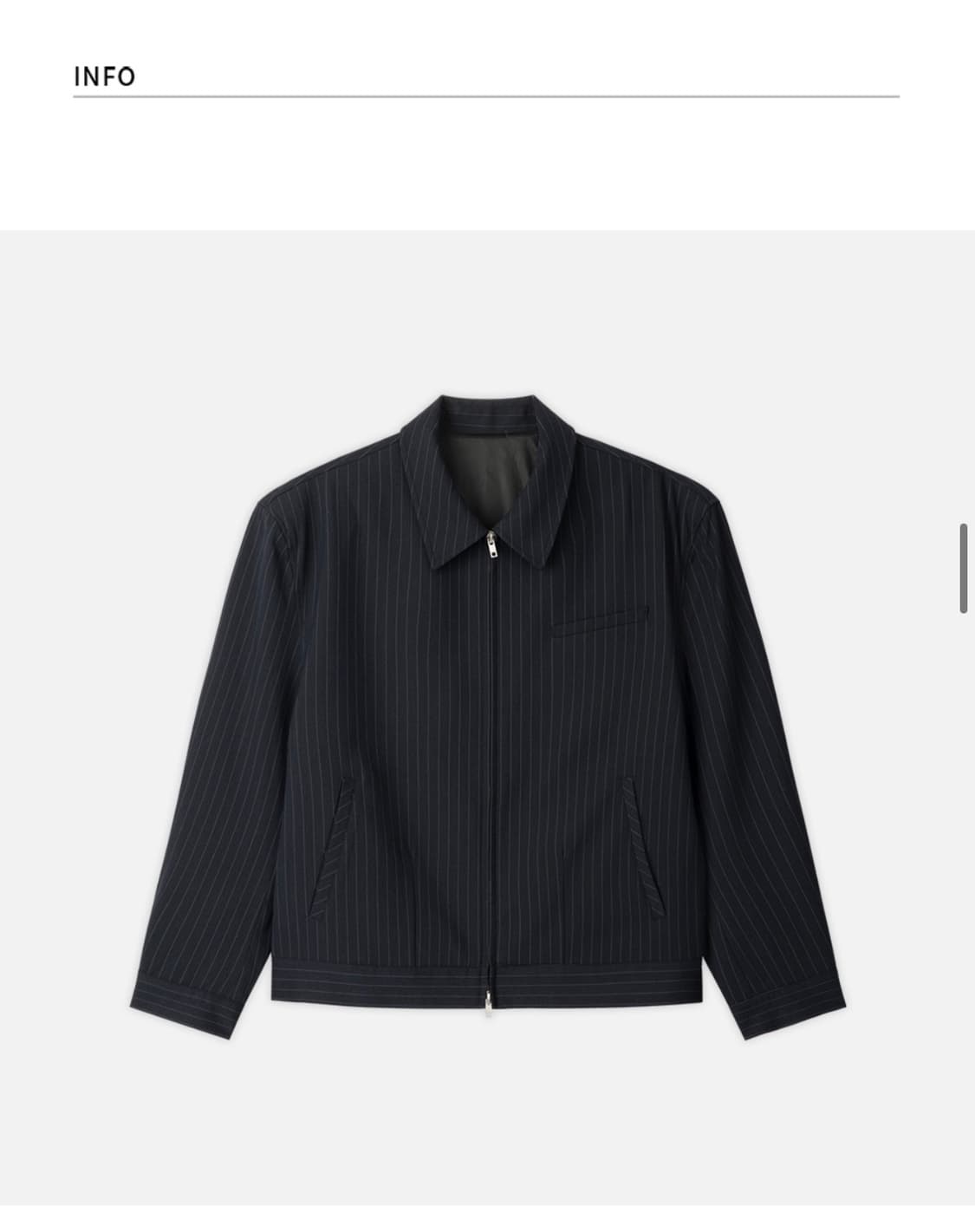 (L)[서강준 PICK] 드로우핏 핀 스트라이프 크롭 블루종 자켓 판매 상품이미지8