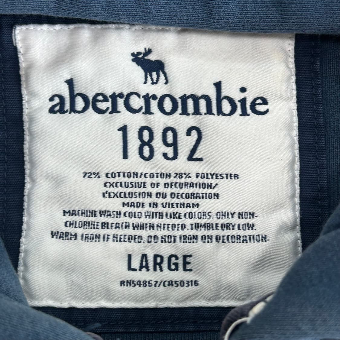 Abercrombie 아베크롬비 스펠아웃로고 네이비 후드집업 상품이미지5