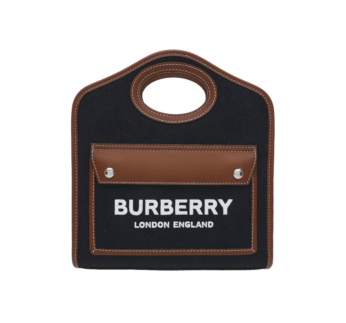 [S급] 버버리 투톤 캔버스 & 가죽 포켓 미니 토트백 판매합니다!!! 상품이미지2