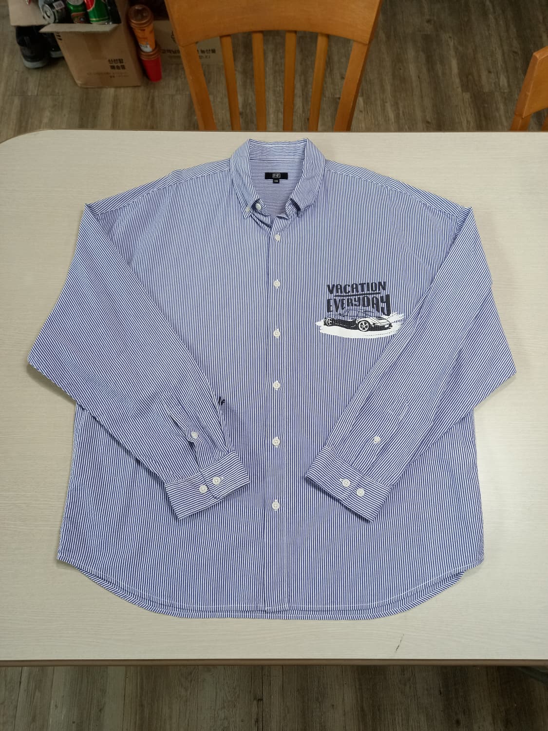 2XL110 F2F 프린트 긴팔셔츠 스트라이프 네이비 22XL-230 상품이미지3