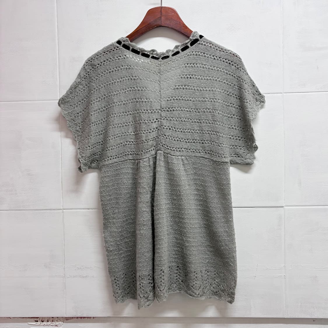 HushHush 그레이 리본 니트 조끼 베스트 JPN 상품이미지5