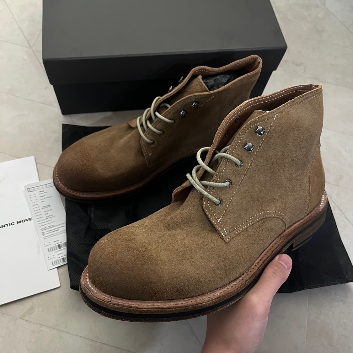 새상품(285) 로맨틱무브 서비스 부츠 홀스레더 빈티지카키 상품이미지3