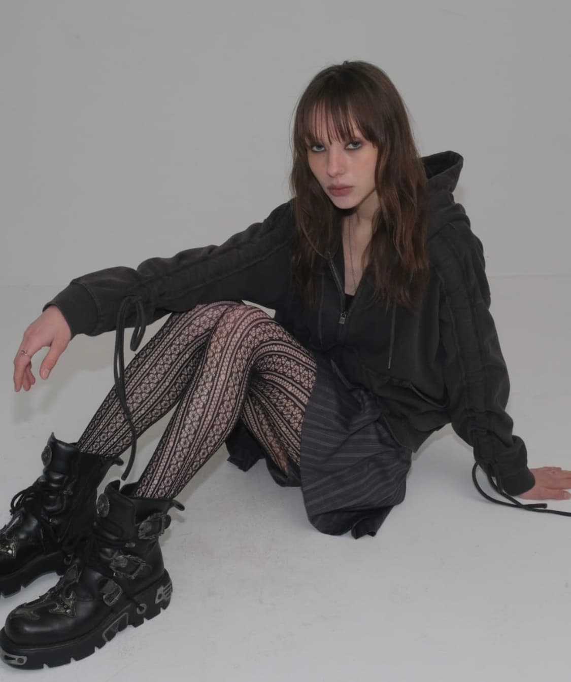 빈티지 셔링 후드집업 상품이미지2